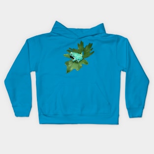 White's Treefrog on Philodendron Leaf Kids Hoodie